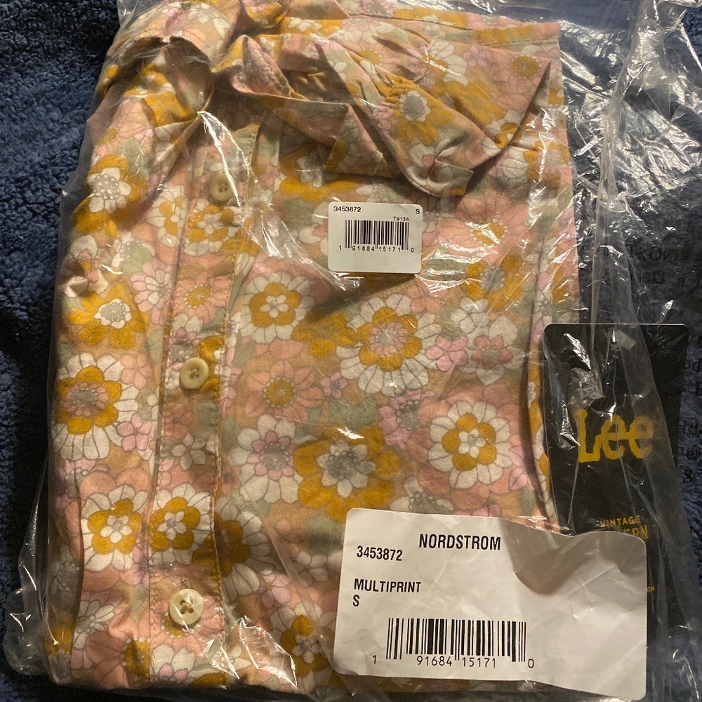 LEE orange pink flower top S